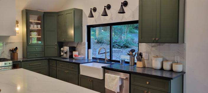 Olive green kitchen cabinets