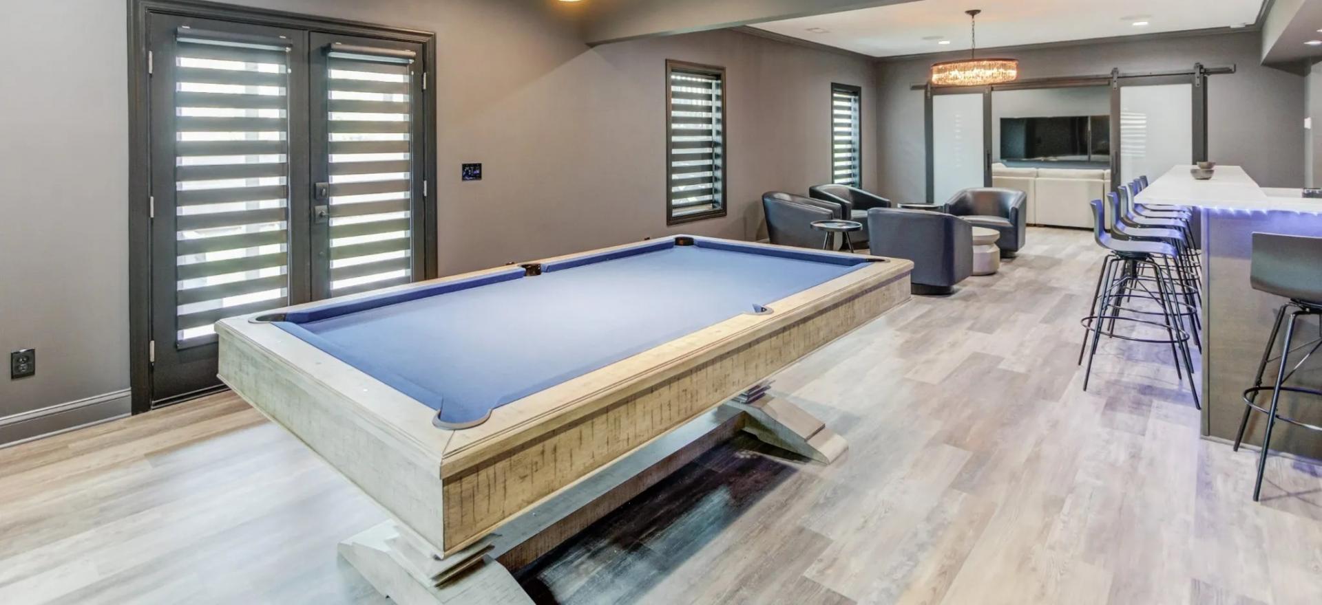 basement with pool table