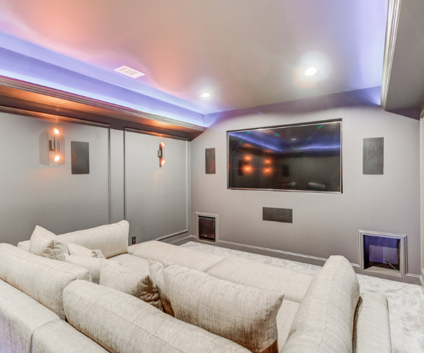 newly finished basement with home theater