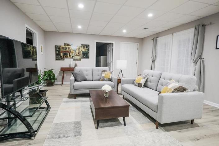 Living room remodel with new paint and LVT flooring